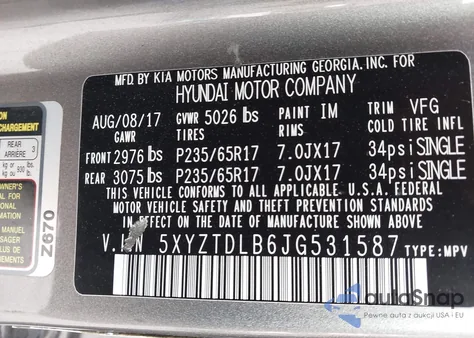 2018 Hyundai Santa Fe Sport 2.4L from USA, damaged, VIN 5XYZTDLB6JG531587